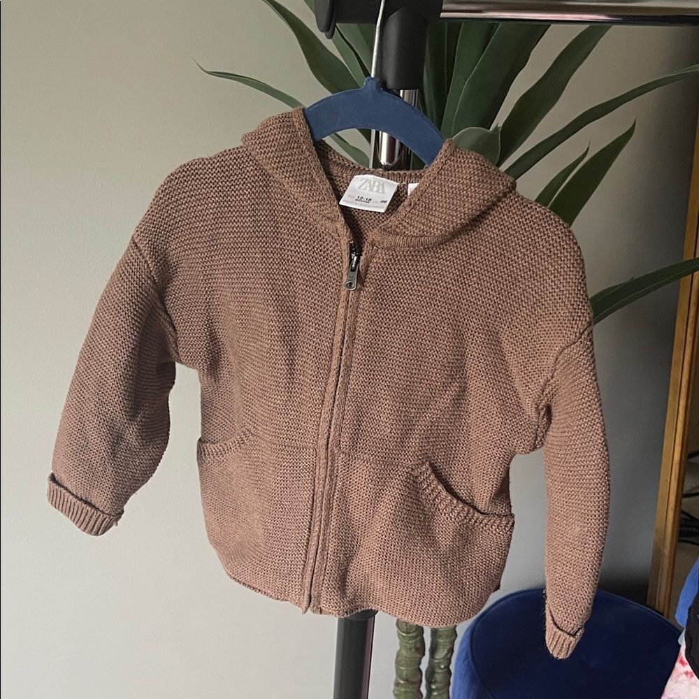 Zara Kids Chocolate Brown Knit Hoodie